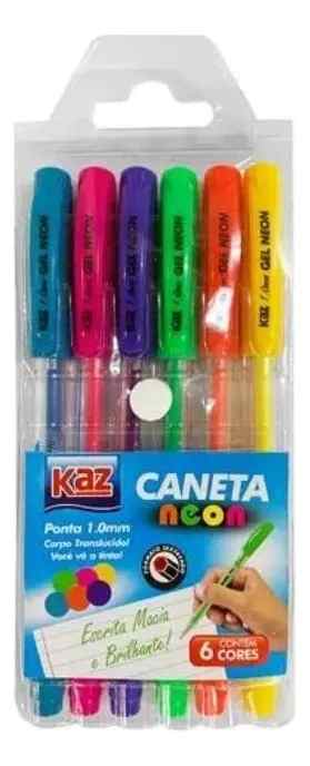 CANETA GEL NEON C/6